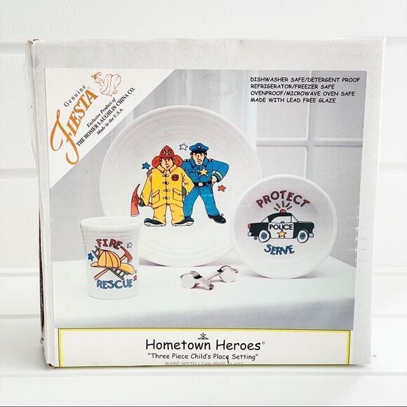 Fiesta RARE Vintage Hometown Heroes 3 Piece Childs Place Setting New With Box - Picture 11 of 13